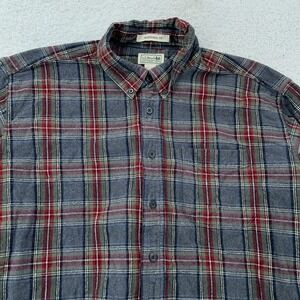 L.L. Bean Shirt‎ Mens XL Tall Gray Red Plaid Flannel Button Down Traditional Fit